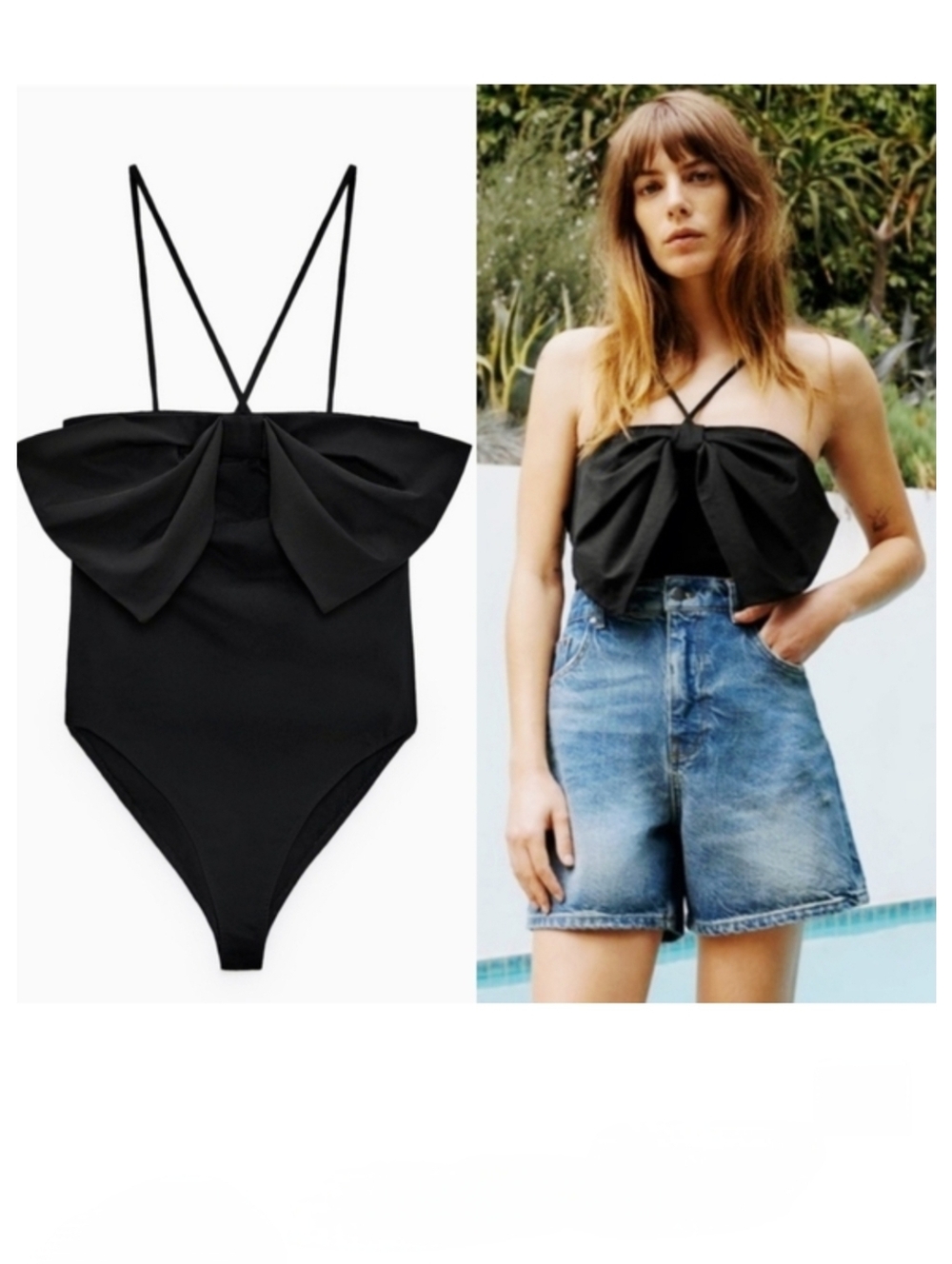 Zara Bodysuit With Large Bow Size Large NWT